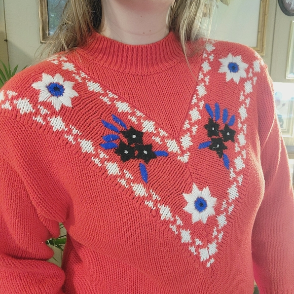 90s Vintage Knit Winter Sweater Size Medium - Picture 3 of 5